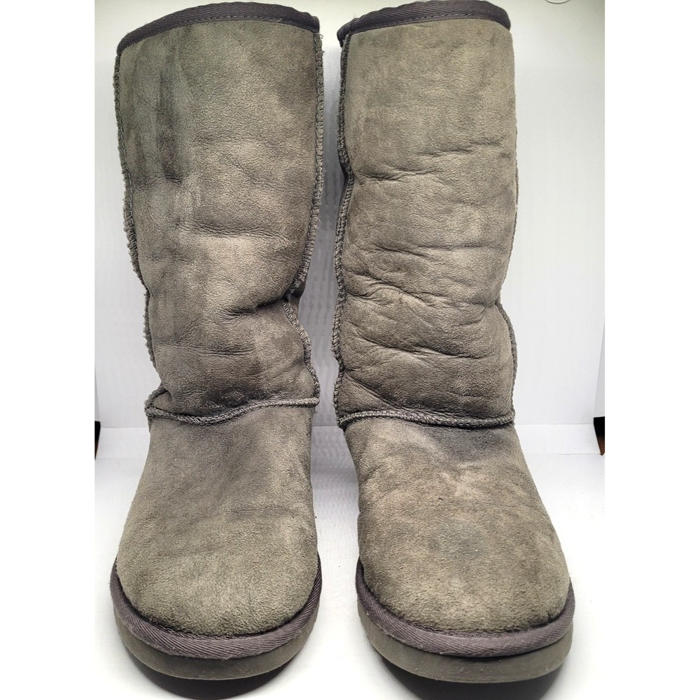 UGG Australia Boots‎ Womens Size 7w Taupe Suede Sheepskin Classic Worn